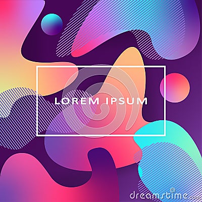 Vector Colorful Fluid Style Geometric Background. Gradient Fluid Shapes. Futuristic trendy dynamic elements. Vector Illustration
